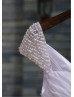 Beaded Cap Sleeves White Chiffon Pleated Wedding Dress
